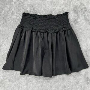 She + Sky Black Smocked Flowy Ruffle Elastic Waist Mini Skirt Size M